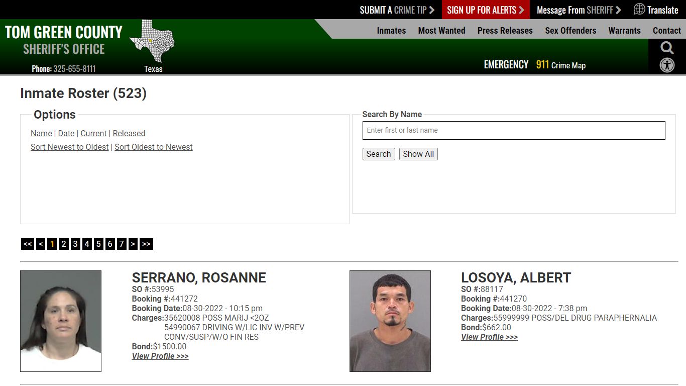 Inmate Roster - Current Inmates Booking Date Descending - Tom Green ...
